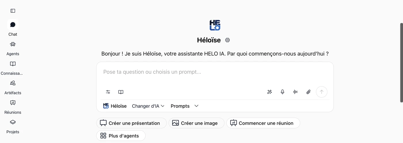 L’assistant HELO IA, Héloïse, dans son interface de discussion